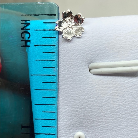 Sterling Silver Flower Stud Earrings - Picture 3 of 4